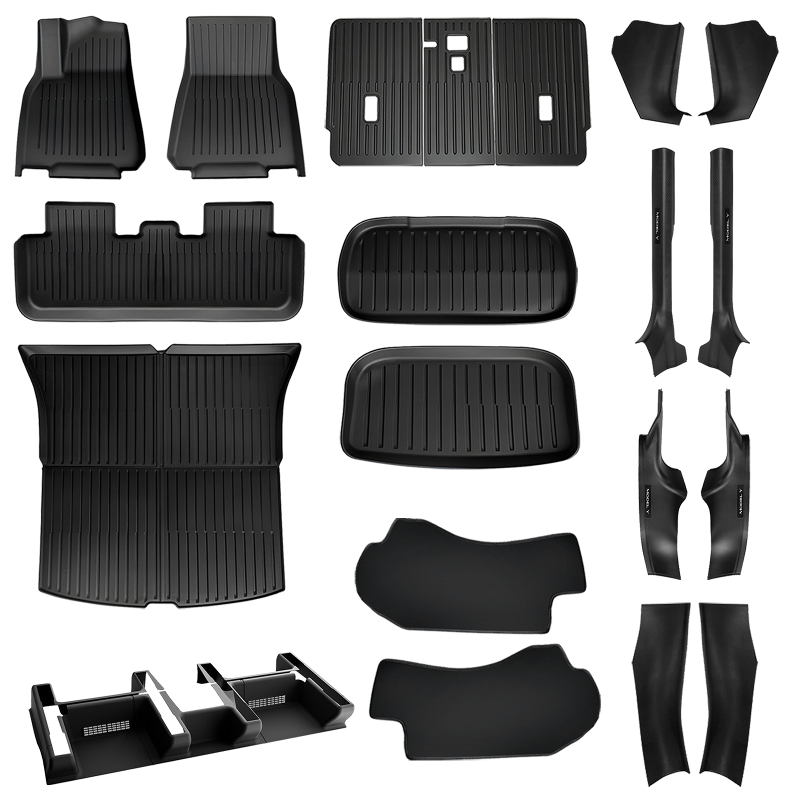 Tesla Model Y Silver Kit – Upgraded 3D Floor Mats + Cabin Organization Accessories | TESPRE